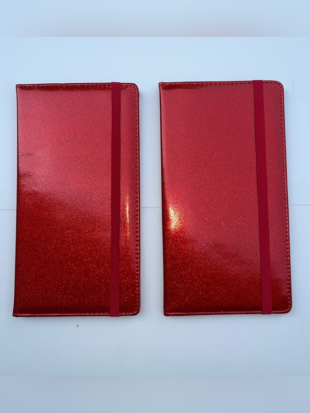NEW 2 WisdomPro Travel Document Holder, Red Glitter Patent Leather